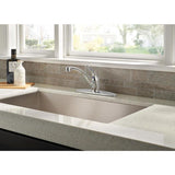 Delta Foundations Chrome 1-Handle Deck-Mount Low-Arc Handle Kitchen Faucet (Deck Plate Included)