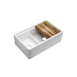 Farmhouse Apron Front Fireclay 33 in. Double Bowl Kitchen Sink in White with Aqua Divide - Super Arbor