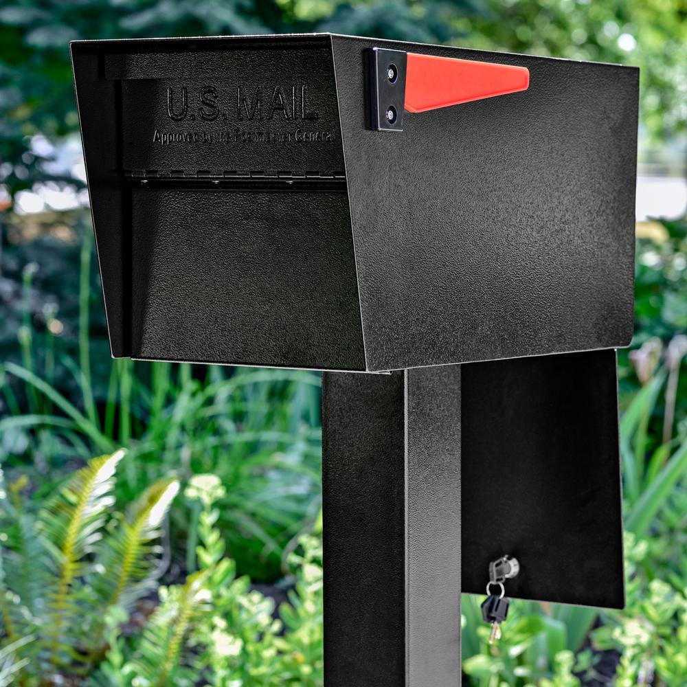 Mail Manager Street Safe Black Post-Mount Mailbox with High Security Reinforced Rear Locking System - Super Arbor