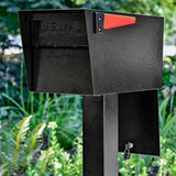 Mail Manager Street Safe Black Post-Mount Mailbox with High Security Reinforced Rear Locking System - Super Arbor