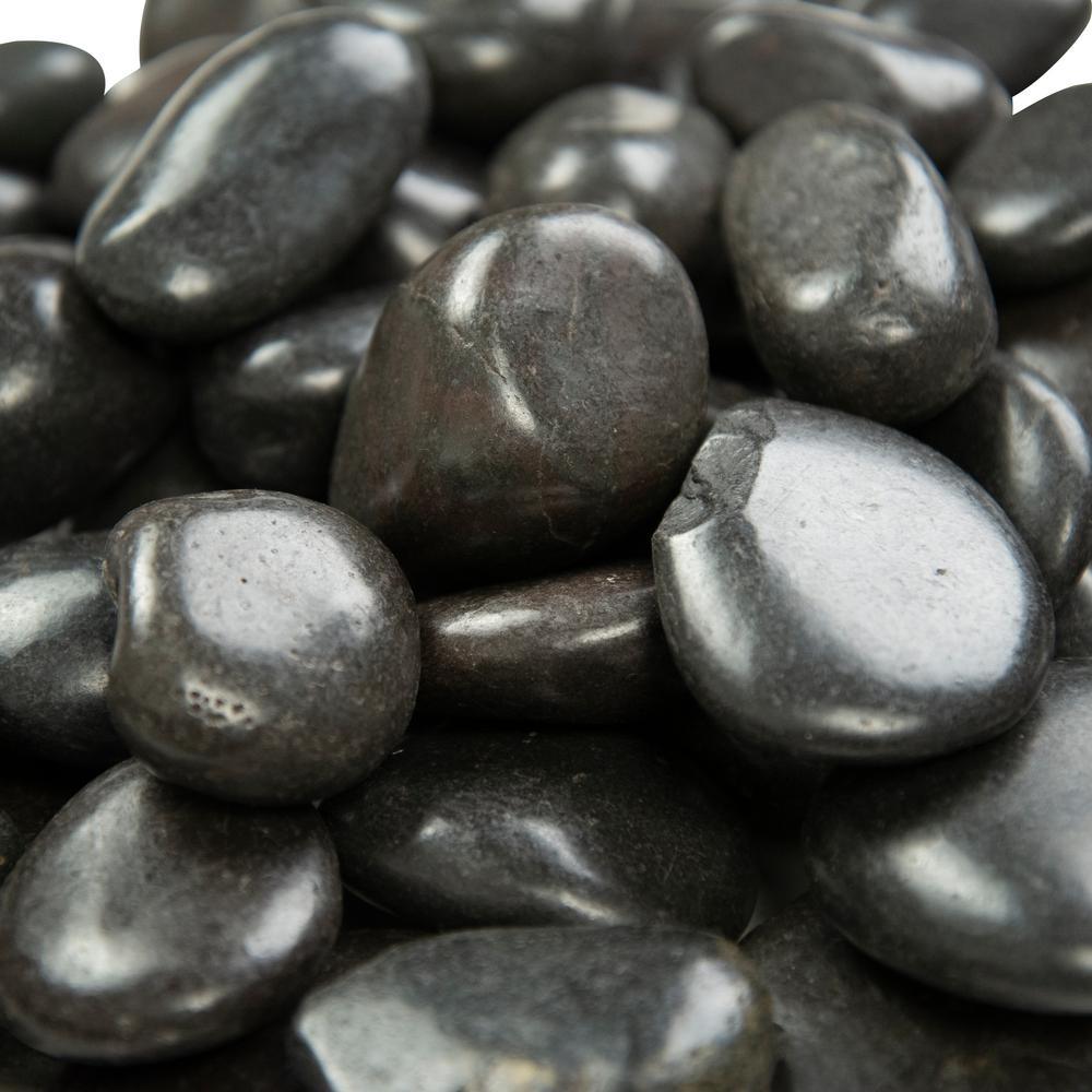 Black Polished 0.5 cu. ft . 0.75 to 1.25 in. Pebbles. 40 lb. Bag (28 Bags / Pallet) - Super Arbor