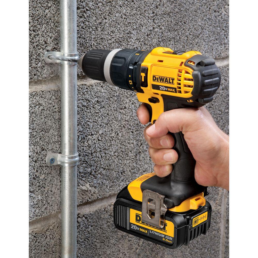 20-Volt MAX Lithium-Ion Cordless Compact Hammer Drill/Driver Kit with (2) Batteries 1.5Ah, Charger and Contractor Bag