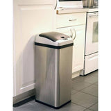 iTouchless 13-Gallon Brushed Silver Metal Touchless Trash Can with Lid