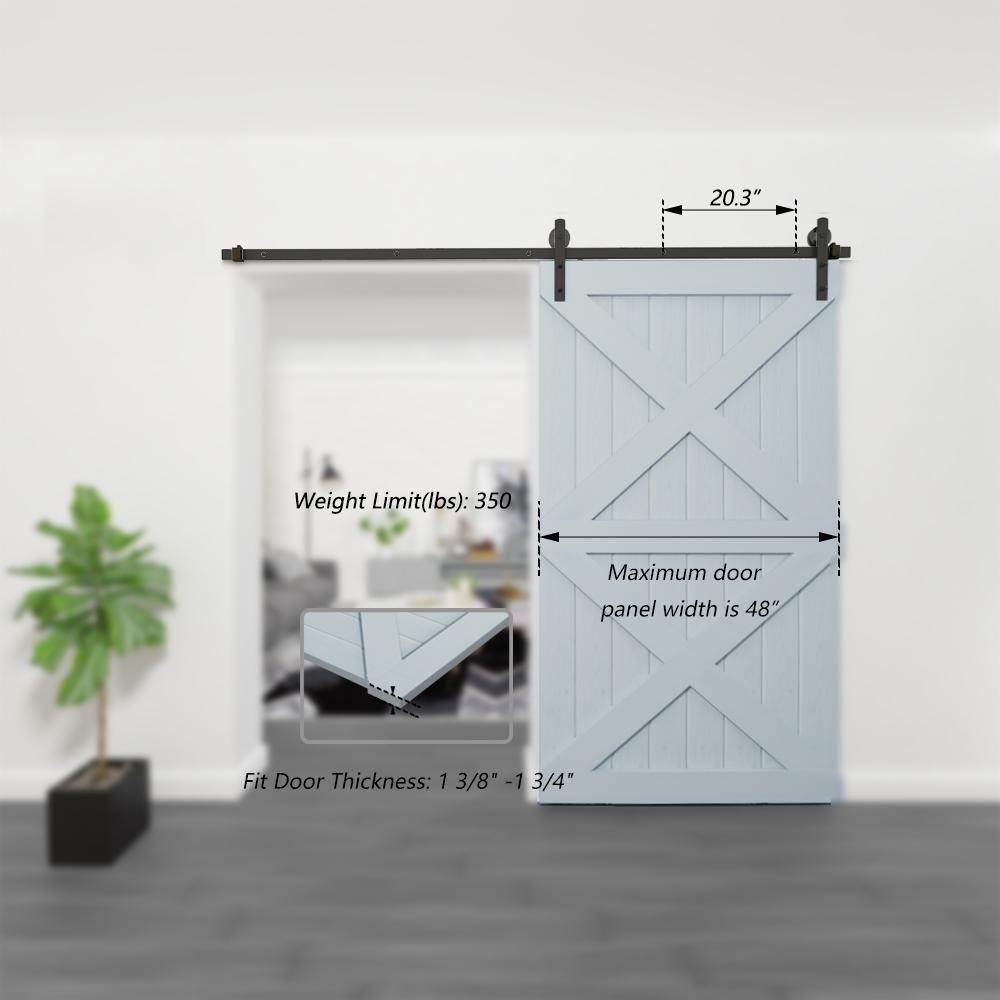 8 ft./96 in. Black Sliding Barn Door Track and Hardware Kit with I-Shape Hanger For Single Door - Super Arbor