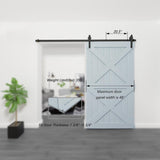 8 ft./96 in. Black Sliding Barn Door Track and Hardware Kit with I-Shape Hanger For Single Door - Super Arbor