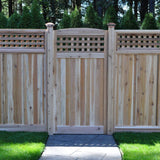 3.5 ft. H W x 6 ft. H H Western Red Cedar Arch Top Checker Lattice Fence Gate - Super Arbor