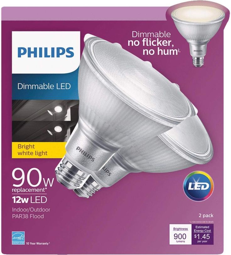 Philips 90-Watt Equivalent PAR38 LED Glass Indoor/Outdoor Daylight Classic (2-Pack)