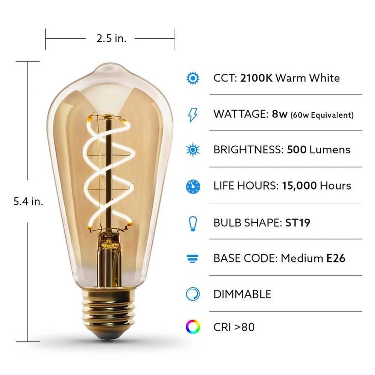 Feit Electric 60-Watt Equivalent ST19 Dimmable Amber Glass Vintage Edison LED Light Bulb with Spiral Filament Warm White (12-Pack)