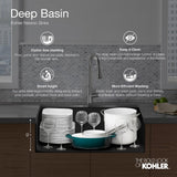 Kennon Dual Mount Neoroc Granite Composite 33 in. 1-Hole Double Bowl Kitchen Sink in Matte Black - Super Arbor