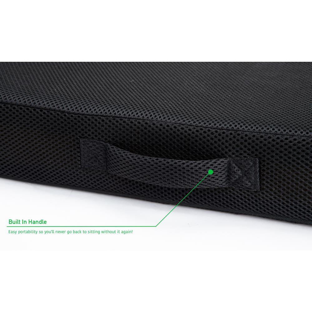 Black Large Seat Cushion with Carry Handle and Anti Slip Memory Foam Cushion Removable and Washable Cover - Super Arbor