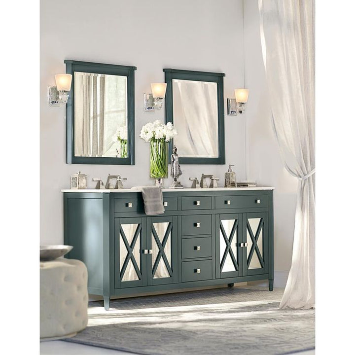 Barcelona 73 in. W x 22 in. D Double Bath Vanity in Teal Blue with China White Marble Top and White Sink