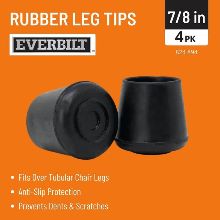 7/8 in. Black Rubber Leg Tips (4 per Pack)