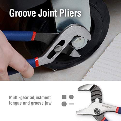 WORKPRO 7-piece Pliers Set (8-inch Groove Joint Pliers, 6-inch Long Nose, 6-inch Slip Joint, 4-1/2 Inch Long Nose, 6-inch Diagonal, 7-inch Linesman, 8-inch Slip Joint) for DIY & Home Use - Free Delivery