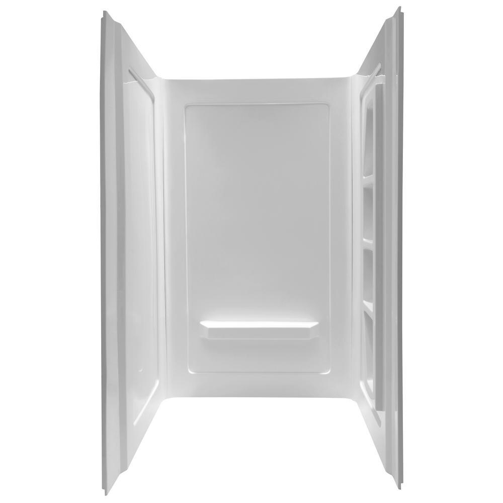 Rose 48 in. x 36 in. x 74 in. 3-Piece DIY Friendly Alcove Shower Surround in White - Super Arbor
