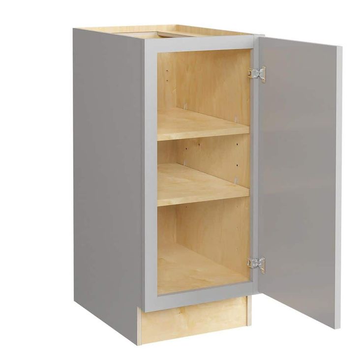 Home Decorators Collection Grayson 18 in. W x 24 in. D x 34.5 in. H Assembled Plywood Full Height Door Base Kitchen Cabinet in Pearl Gray RH