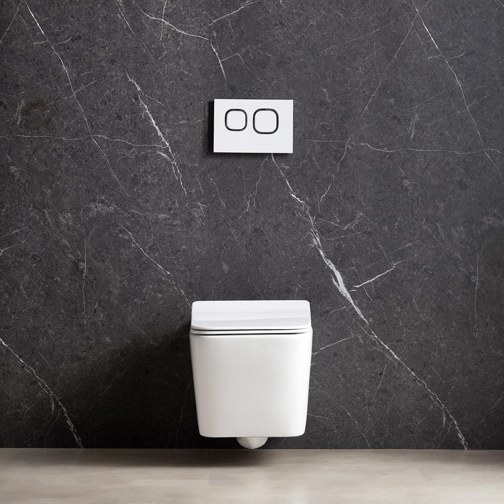 Wall-Hung 1-Piece 1.6 GPF/0.8 GPF High Efficiency Dual Flush Round Bowl Toilet in White Skirted All-in-One Seat Included - Super Arbor