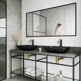 MatteShell Rectangular Vessel Bathroom Sink in Black and Lexington cFiber Faucet in Matte Gold/Matte Black - Super Arbor
