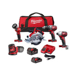 M18 18-Volt Lithium-Ion Cordless Combo Kit (5-Tool) with SHOCKWAVE Driver Bit Set (120-Piece) - Super Arbor