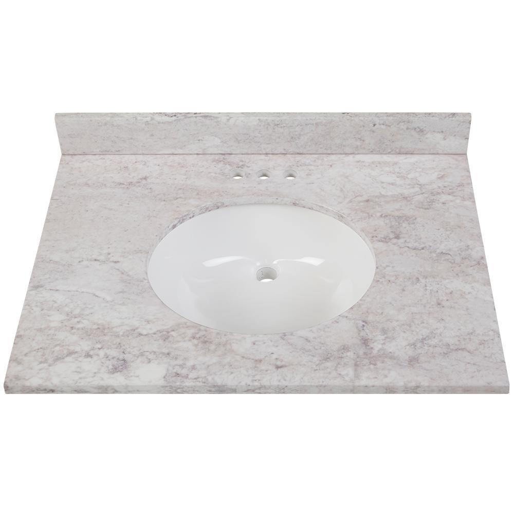 31 in. x 22 in. Stone Effects Vanity Top in Cascade with White Sink - Super Arbor