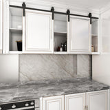 6.6 ft./79 in. Black Steel Sliding Barn Door Track and Hardware Kit for Double Doors with Floor Guide - Super Arbor