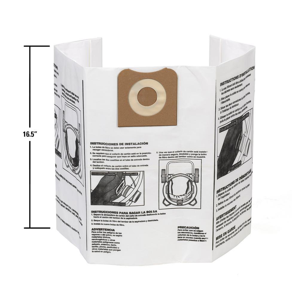 High-Efficiency Size A Dust Bags for 12 Gal. to 16 Gal. RIDGID Wet/Dry Vacs (2-Pack) - Super Arbor