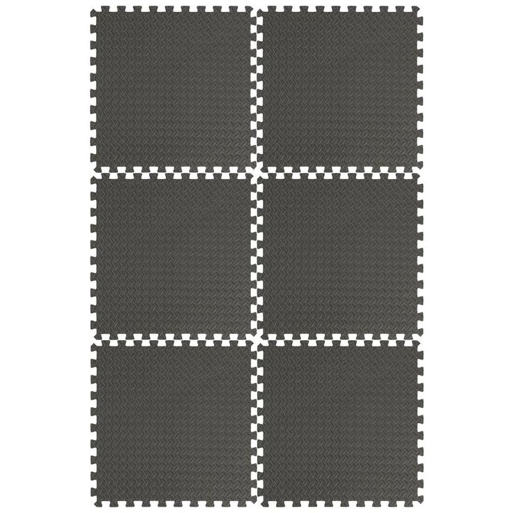 Ottomanson Multi-Purpose Black 24 in. x 24 in. EVA Foam Interlocking Anti-Fatigue Exercise Tile Mat (6-Pack)