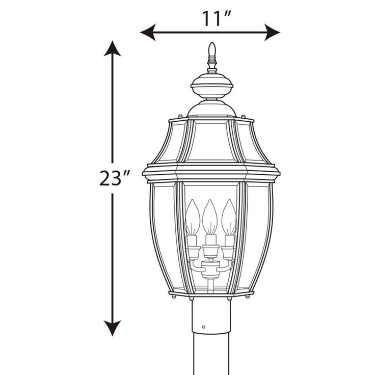 New Haven Collection 3-Light Outdoor Black Post Lamp