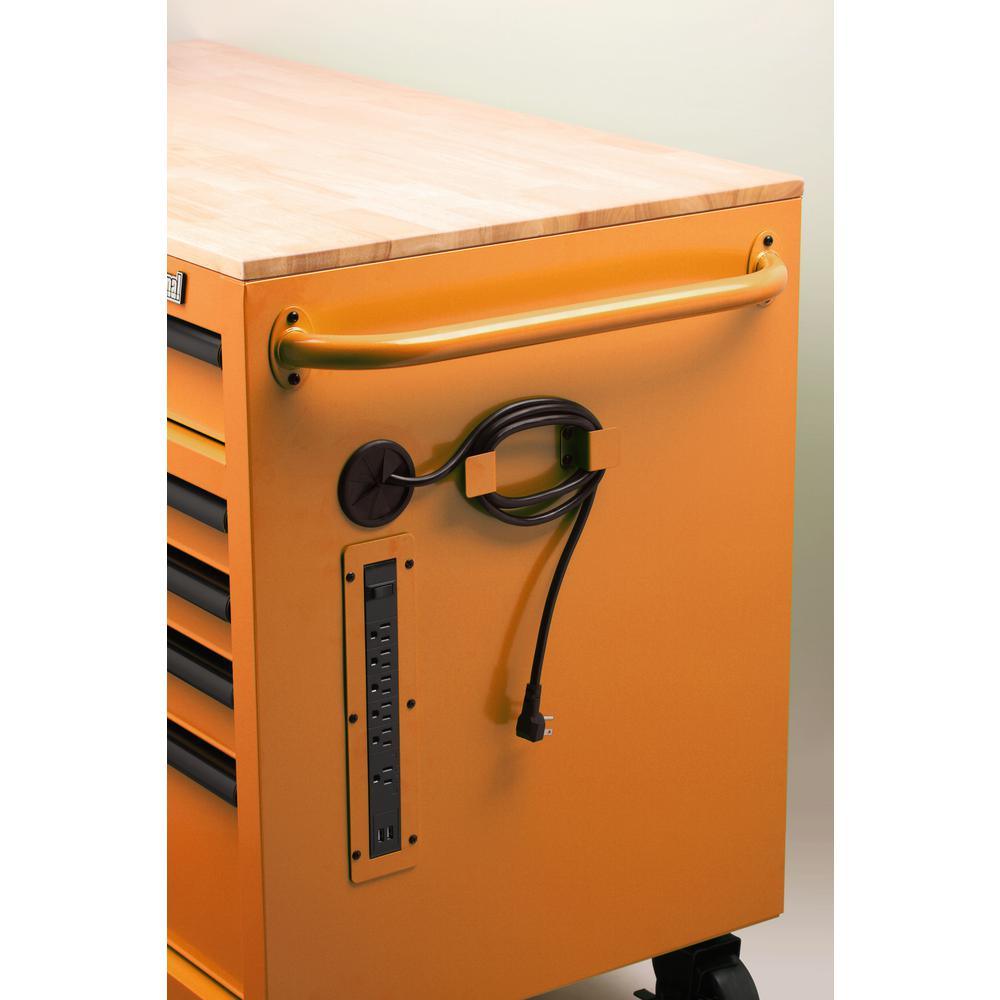 46 in. W x 24.5 in. D 9-Drawer Tool Chest Mobile Workbench with Solid Wood Top in Orange - Super Arbor