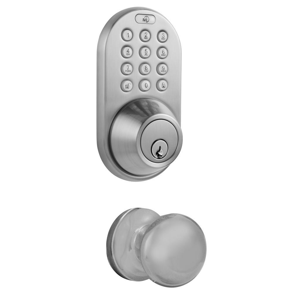 Satin Nickel Keyless Entry Deadbolt and Lever Handle Door Lock Combo Pack with Electronic Digital Keypad - Super Arbor