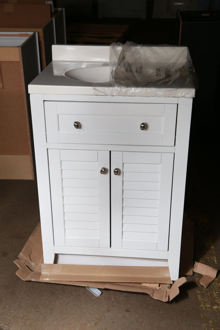 Style Selections Westlake 24.5-in White Single Sink Bathroom Vanity with White Cultured Marble Top