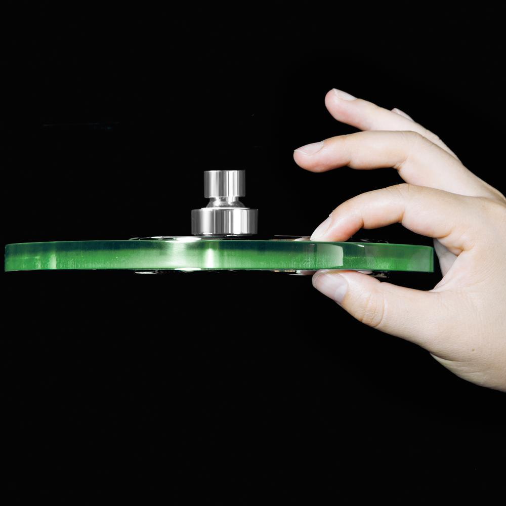 1-Spray 11.81 in. Single Wall Mount Fixed Rain Shower Head in Green - Super Arbor