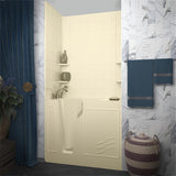Rampart 3.9 ft. Walk-in Whirlpool and Air Bathtub with 6 in. Tile Easy Up Adhesive Wall Surround in Biscuit - Super Arbor