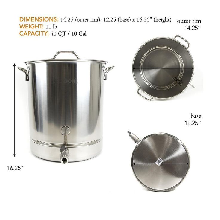 Brew Kettle 40 qt. Stainless Steel Stock Pot