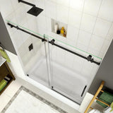 Coraline 56 in. to 60 in. x 60 in. Frameless Sliding Tub Door in Matte Black - Super Arbor