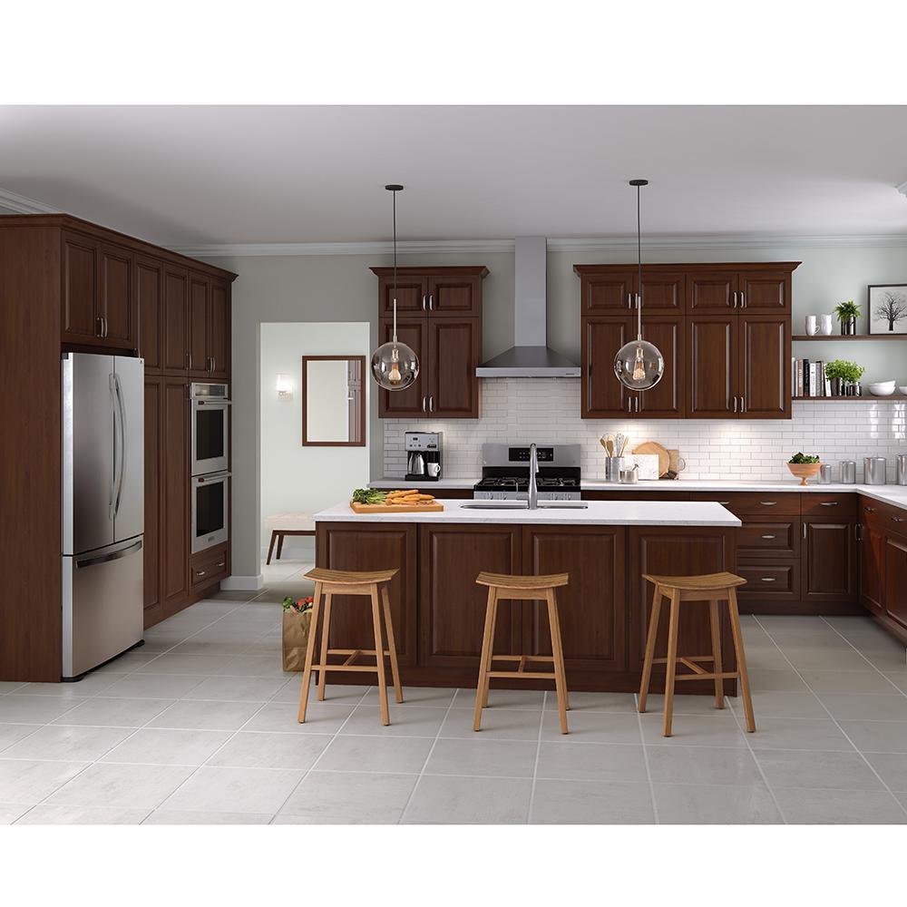 Benton Assembled 18x84x24 in. Pantry Cabinet with Adjustable Shelves in Amber - Super Arbor