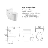 0.8 GPF /1.28 GPF Dual Flush Ceramic Bowl Square Elongated Toilet Bowl Only in White