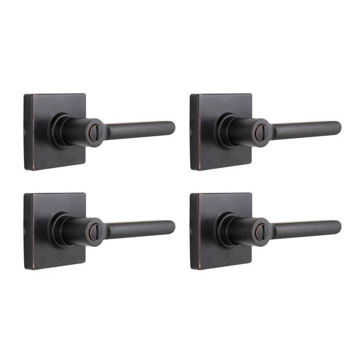 Tonbridge Satin Nickel Bed/Bath Door Lever with Square Rose (4-Pack)