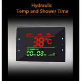 53 in. 10-Jet Shower Panel System in Brushed Black with LED Rainfall Waterfall Shower Head Handshower and Tub Spout