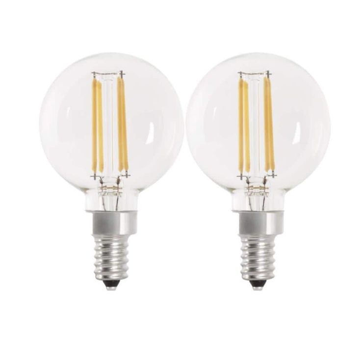 Feit Electric 40-Watt Equivalent G16.5 Candelabra Dimmable Filament ENERGY STAR Clear Glass LED Light Bulb, Soft White (2-Pack)