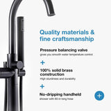 Athena Single-Handle Floor-Mounted Roman Tub Faucet with Hand Shower in Brushed Nickel