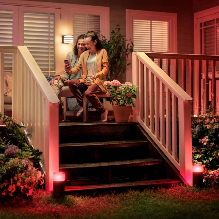 White and Color Ambiance Outdoor LED Calla Black Landscape Smart  Landscape Path Bollard Light Extension