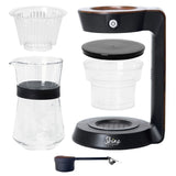Shine Automatic Pour Over Coffee Machine with 2 Cup Double Wall Glass Carafe, Black with Wood Finish