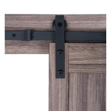 36 in. x 84 in. Taupe MDF Solid Core Bi-Parting Design Interior Sliding Barn Door with Modern Rustic Hardware Kit - Super Arbor