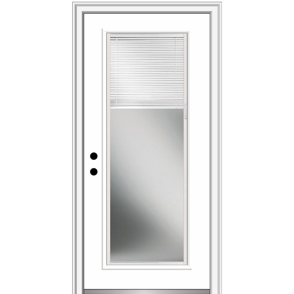 36 in. x 80 in. Internal Blinds Left-Hand Inswing Full Lite Clear Primed Steel Prehung Front Door - Super Arbor