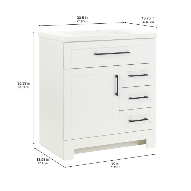 Style Selections Cauley 30-in White Single Sink Bathroom Vanity with White Cultured Marble Top
