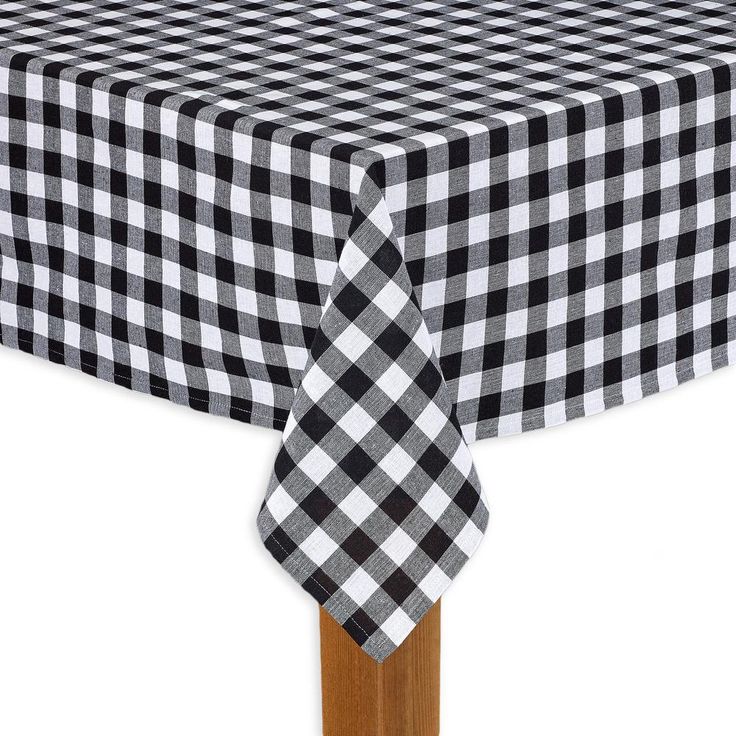 Buffalo Check 60 in. x 84 in. Black 100% Cotton TableCloth for Any Table
