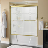 Crestfield 60 in. x 58-1/8 in. Traditional Semi-Frameless Sliding Bathtub Door in Bronze and 1/4 in. (6mm) Niebla Glass - Super Arbor