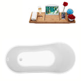 67 in. Acrylic Clawfoot Non-Whirlpool Bathtub in White - Super Arbor