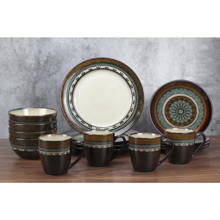 16-Piece Casual Shiny Finish Stoneware Dinnerware Set (Service for 4)