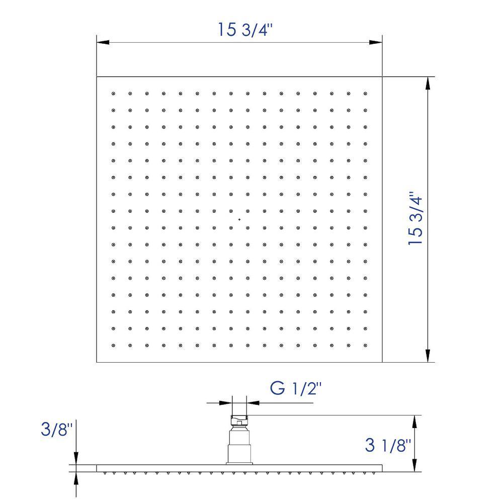 1-Spray 16 in. Single Ceiling Mount Fixed Rain Shower Head in Brushed Nickel - Super Arbor